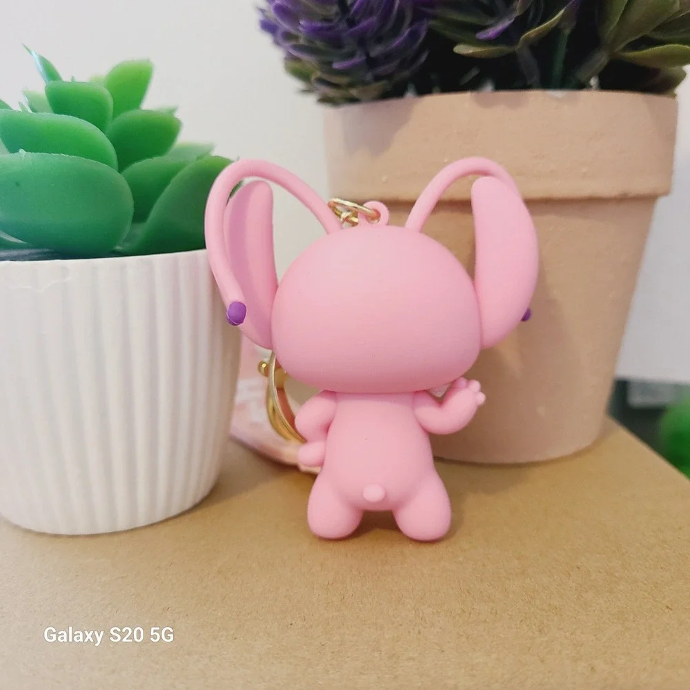 Pink Angel Stitch Keychain Cute Cartoon Character Bag Charm Accessory‎ NEW